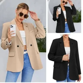 Getadme Blazer Single Breasted Long Sleeve Casual Solid Color Office Fashion Lady Lapel Simple Daily Streetwear Outerwear New