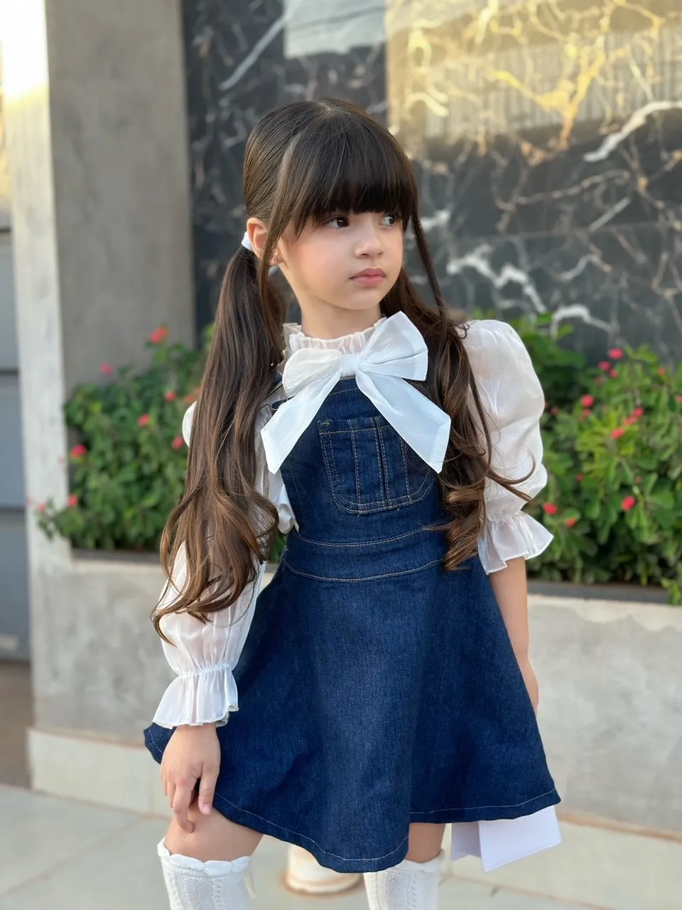 Girls Jeans Overalls Dress Adjustable Denim Jumpers