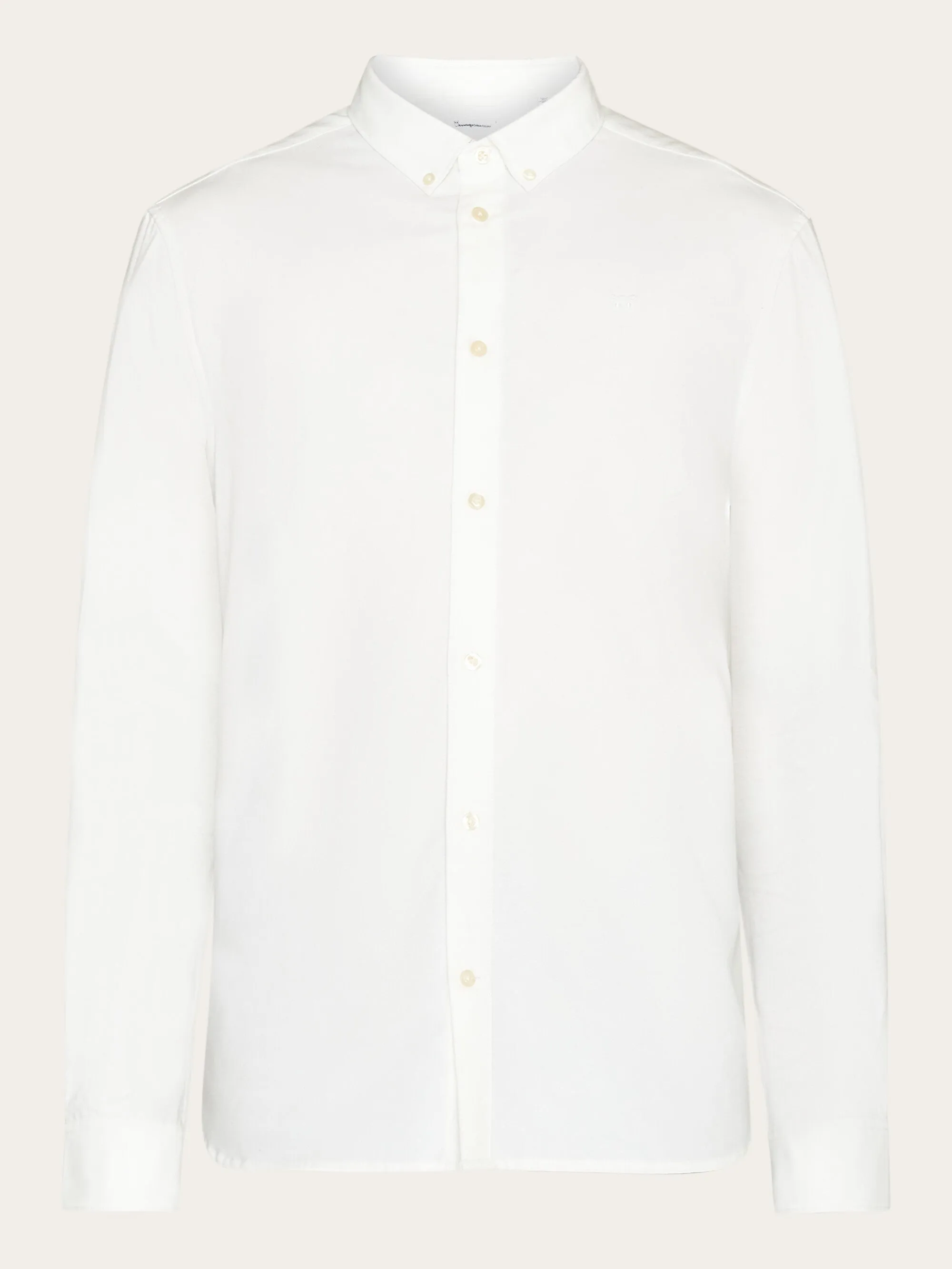 HARALD small owl oxford regular fit shirt - GOTS/Vegan - Bright White