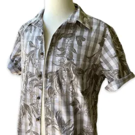 Hawaiian Vintage Style Palaka Shirt - Beige Grey 018