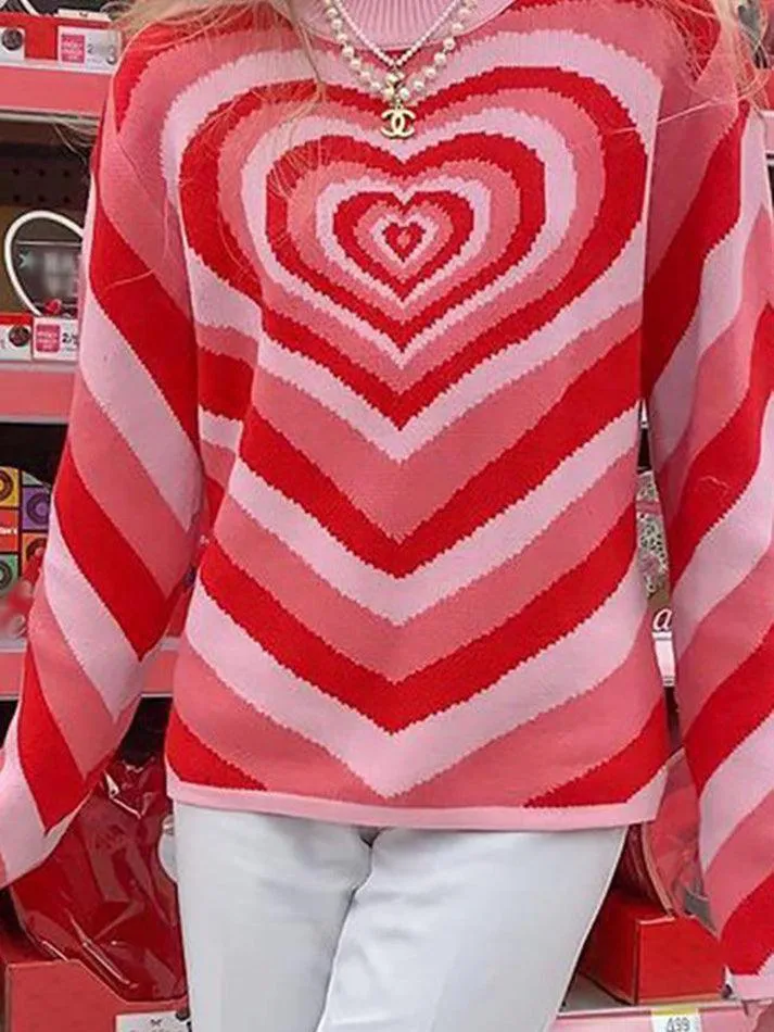 Heart Jacquard Argyle Jumper Sweater