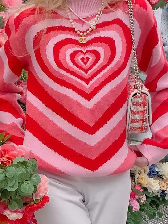 Heart Jacquard Argyle Jumper Sweater