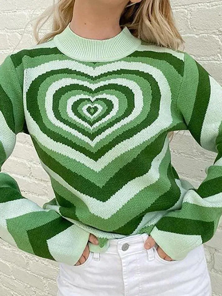 Heart Jacquard Argyle Jumper Sweater