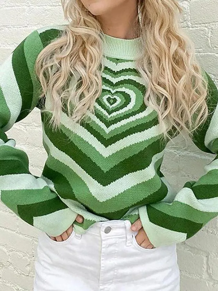 Heart Jacquard Argyle Jumper Sweater