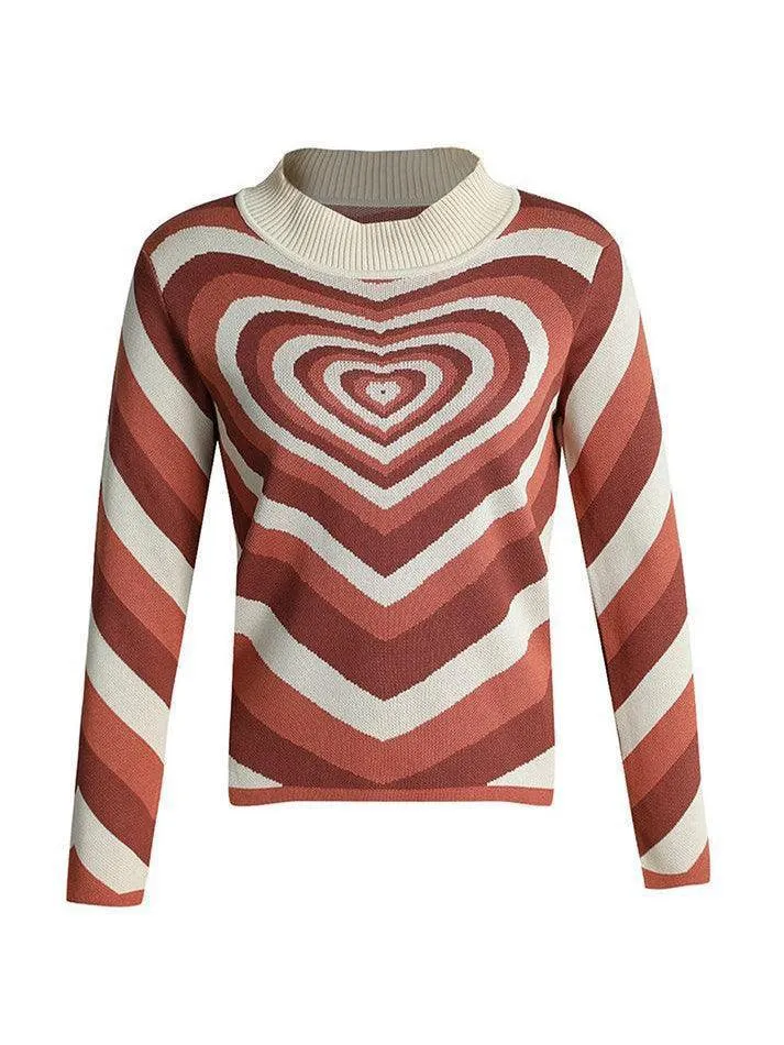 Heart Jacquard Argyle Jumper Sweater