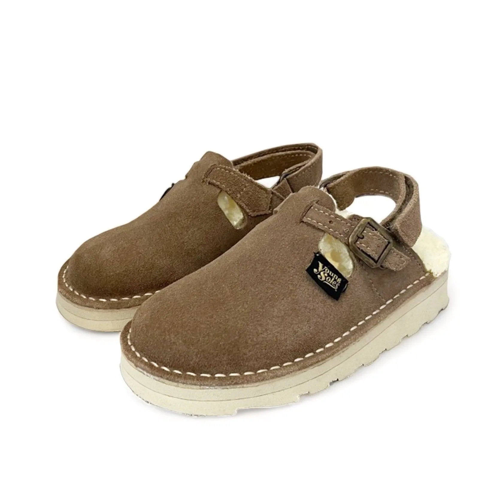 Heidi Kids Wool-Lined Clog Stone Suede