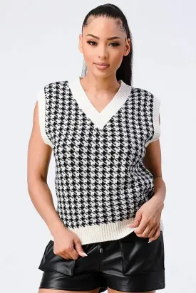 Houndstooth Oversized Sweater Vest