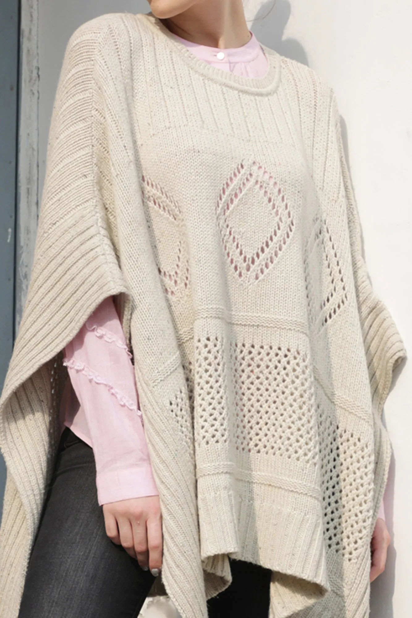 Ivory Cashmere Poncho