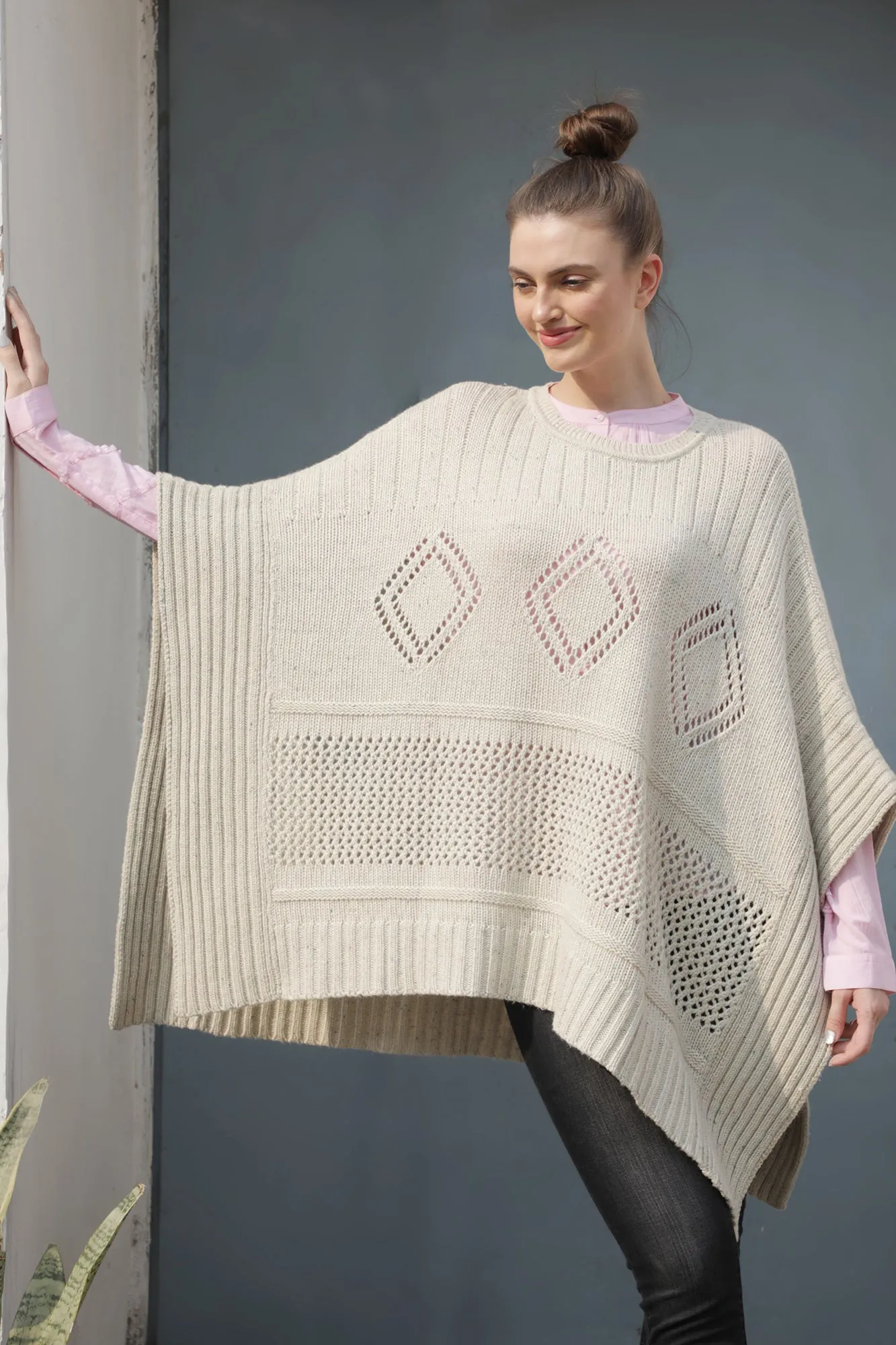 Ivory Cashmere Poncho