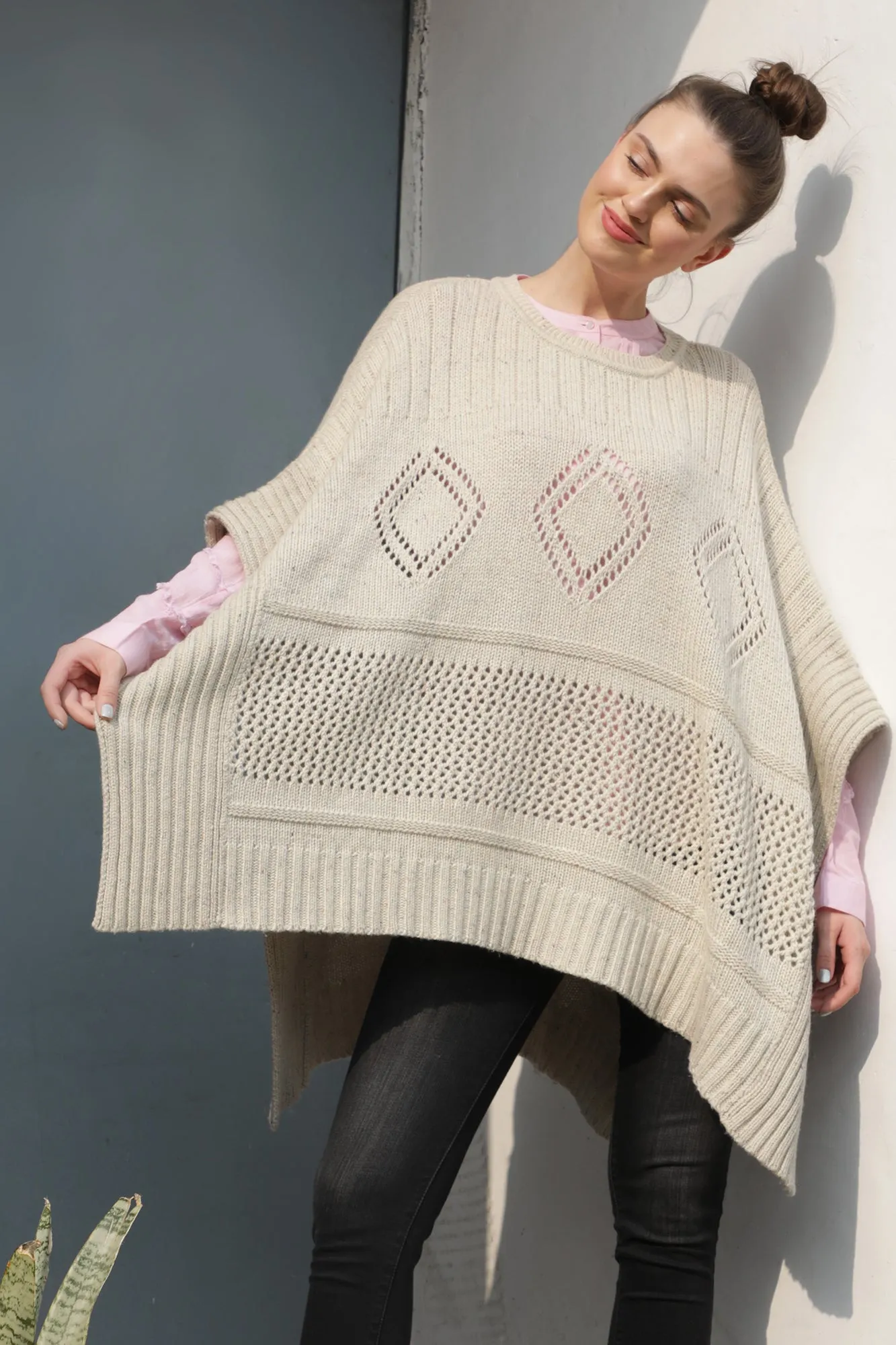 Ivory Cashmere Poncho