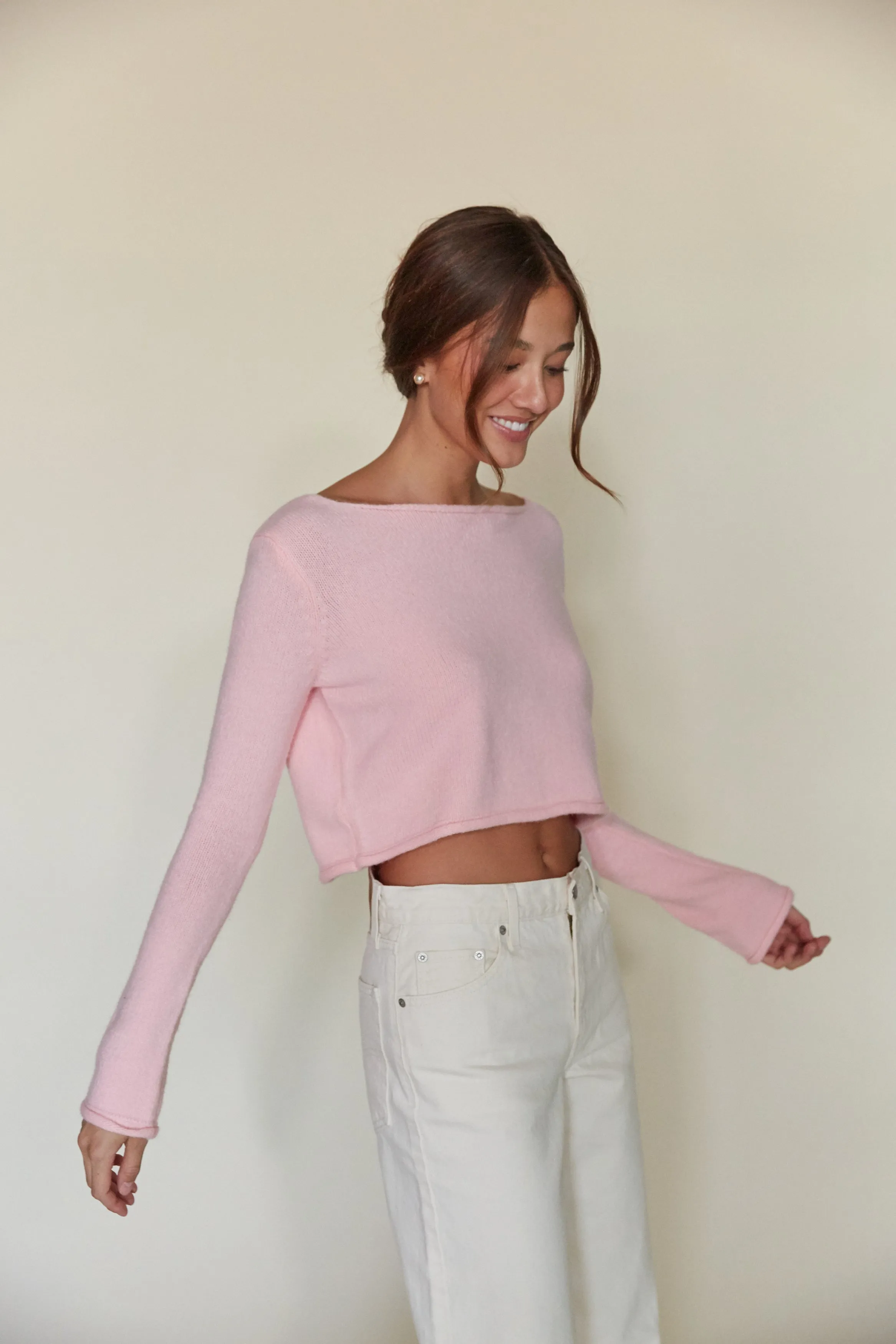 Katie Boat Neck Cropped Sweater