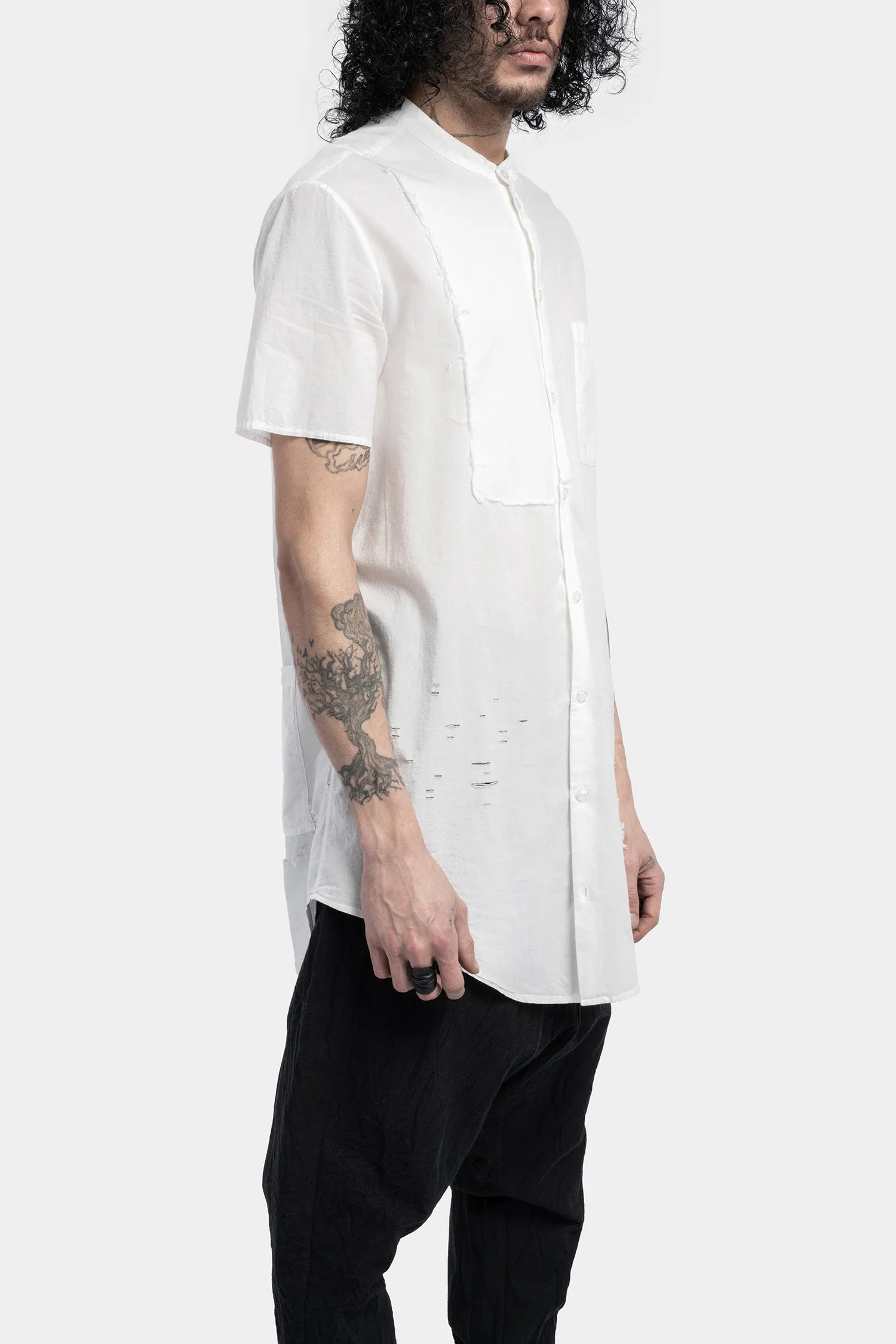 Korean collar cotton short sleeve shirt