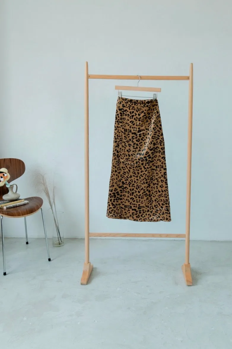 LEOPARD SATIN MIDI SKIRT ( PRE ORDER )