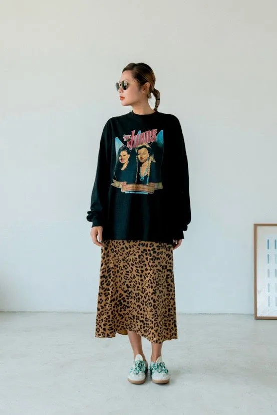 LEOPARD SATIN MIDI SKIRT ( PRE ORDER )