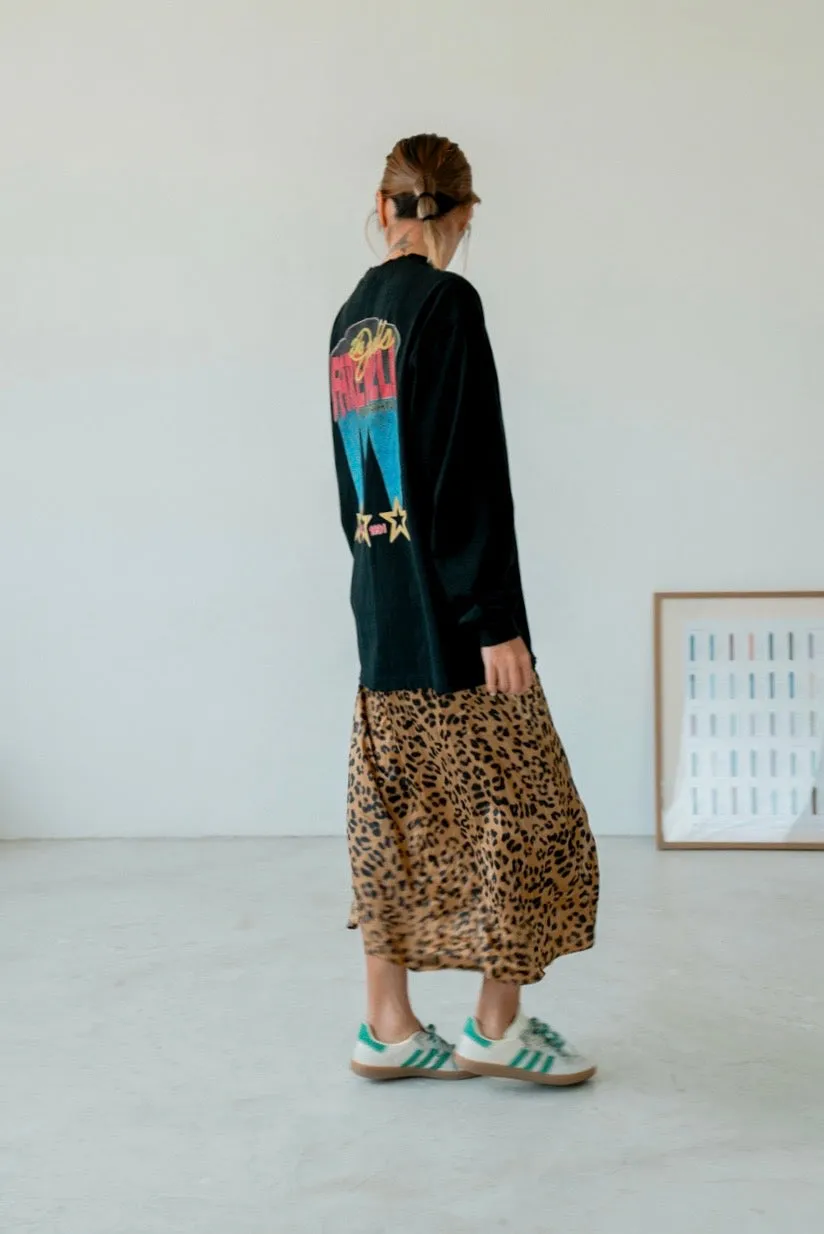 LEOPARD SATIN MIDI SKIRT ( PRE ORDER )