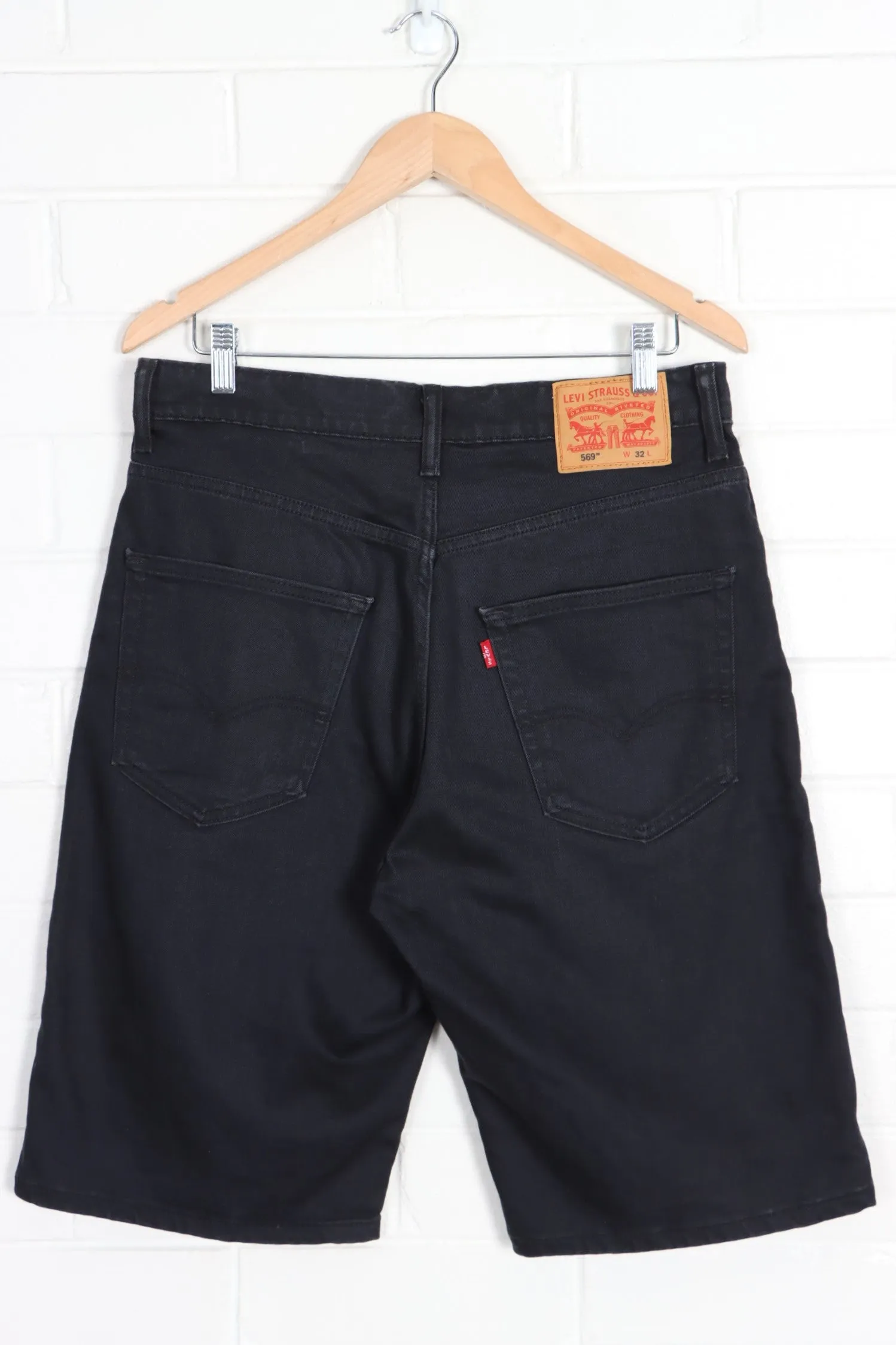 LEVI'S Black 569 Denim Shorts (32)