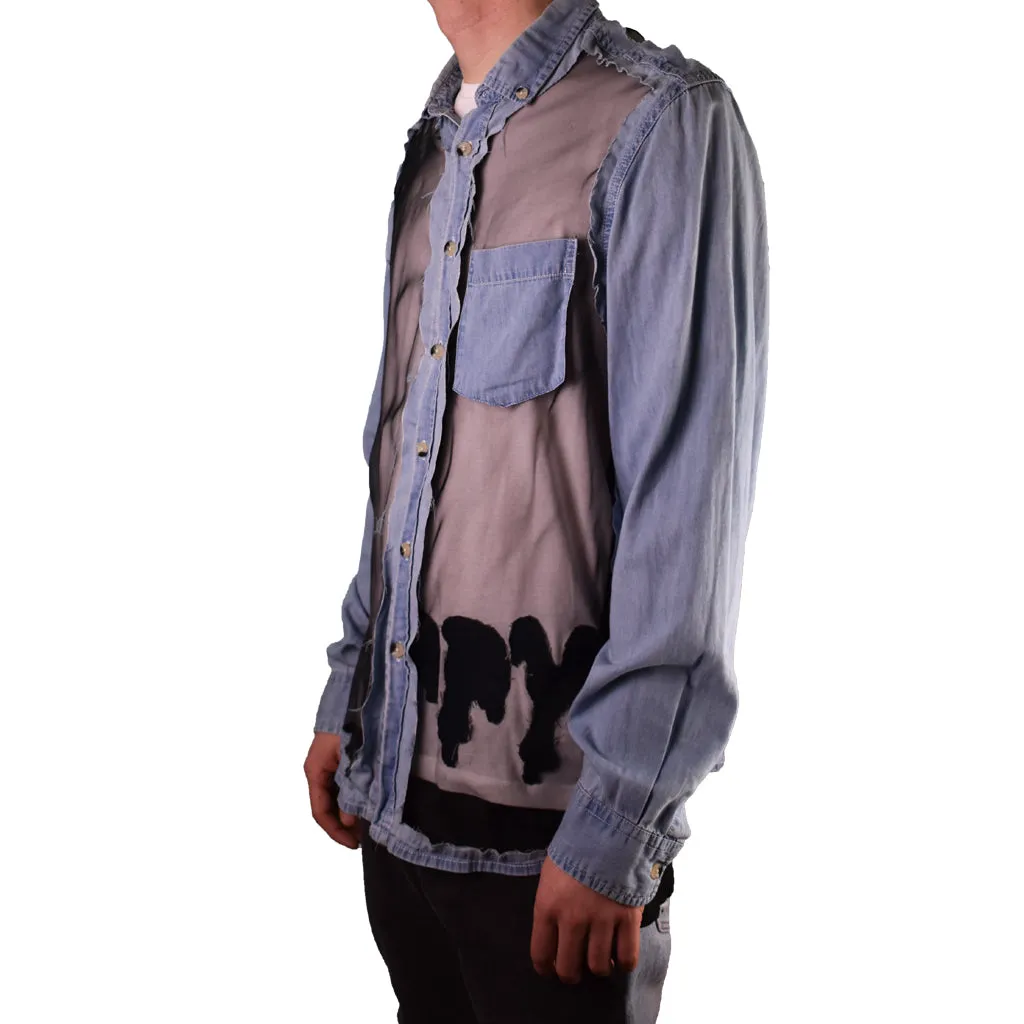 Long Sleeve Light Blue Negative Space Shirt