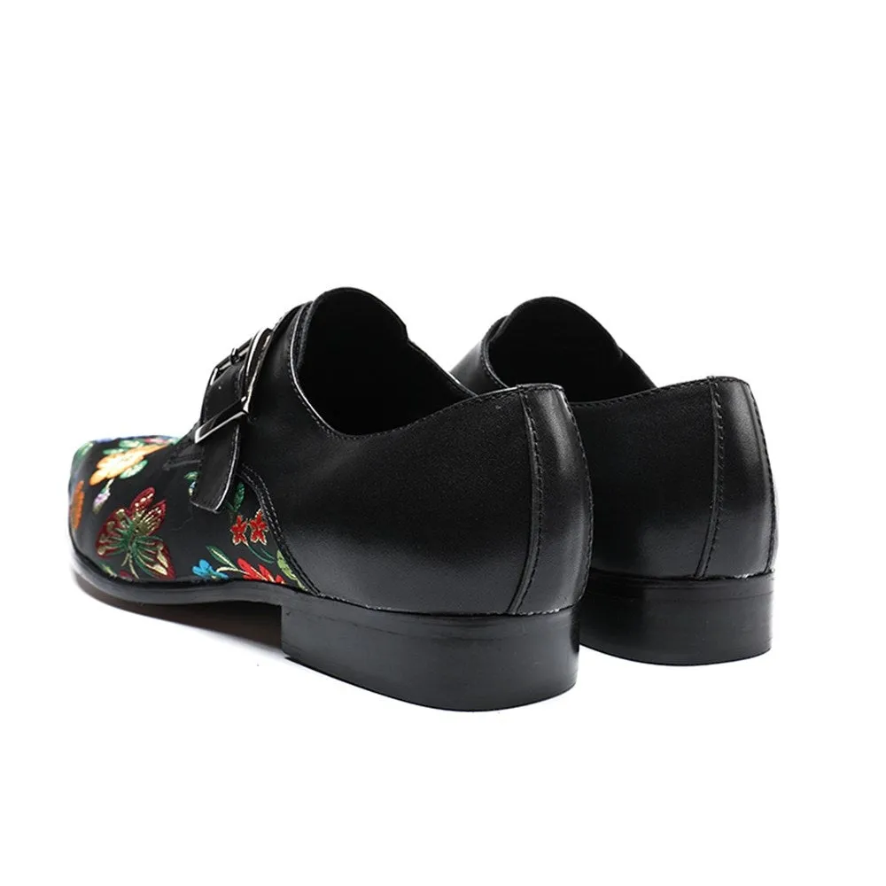 Low Top Printed Monk Strap Pointed Men Oxfords