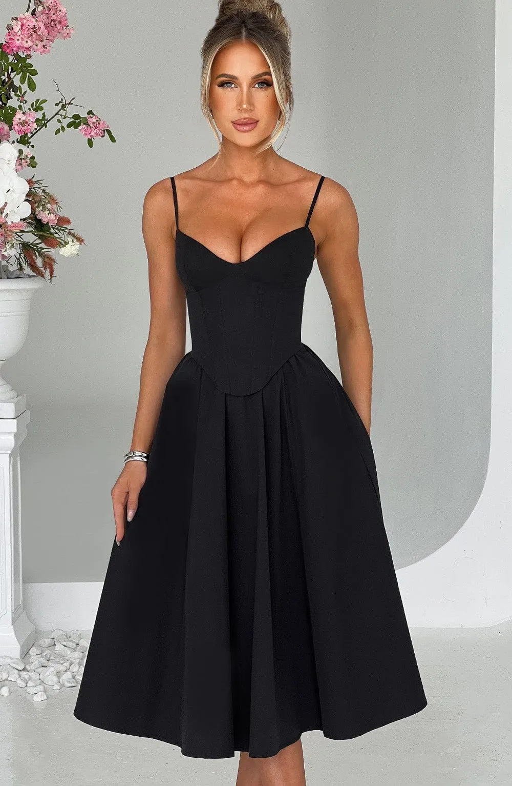 Mariella Midi Dress - Black