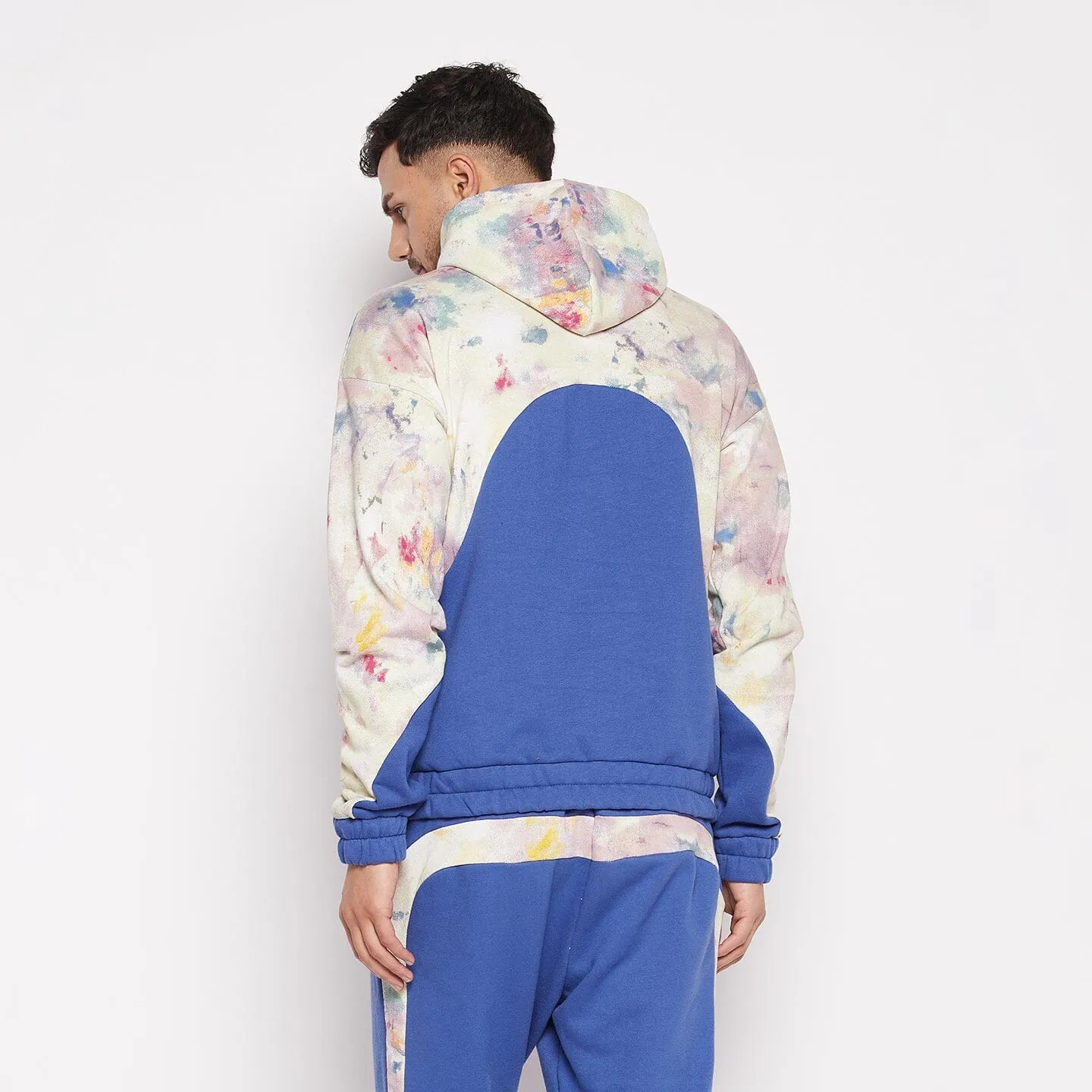 Marine Blue & Tie Dye Oversized hooded Sweatshirt