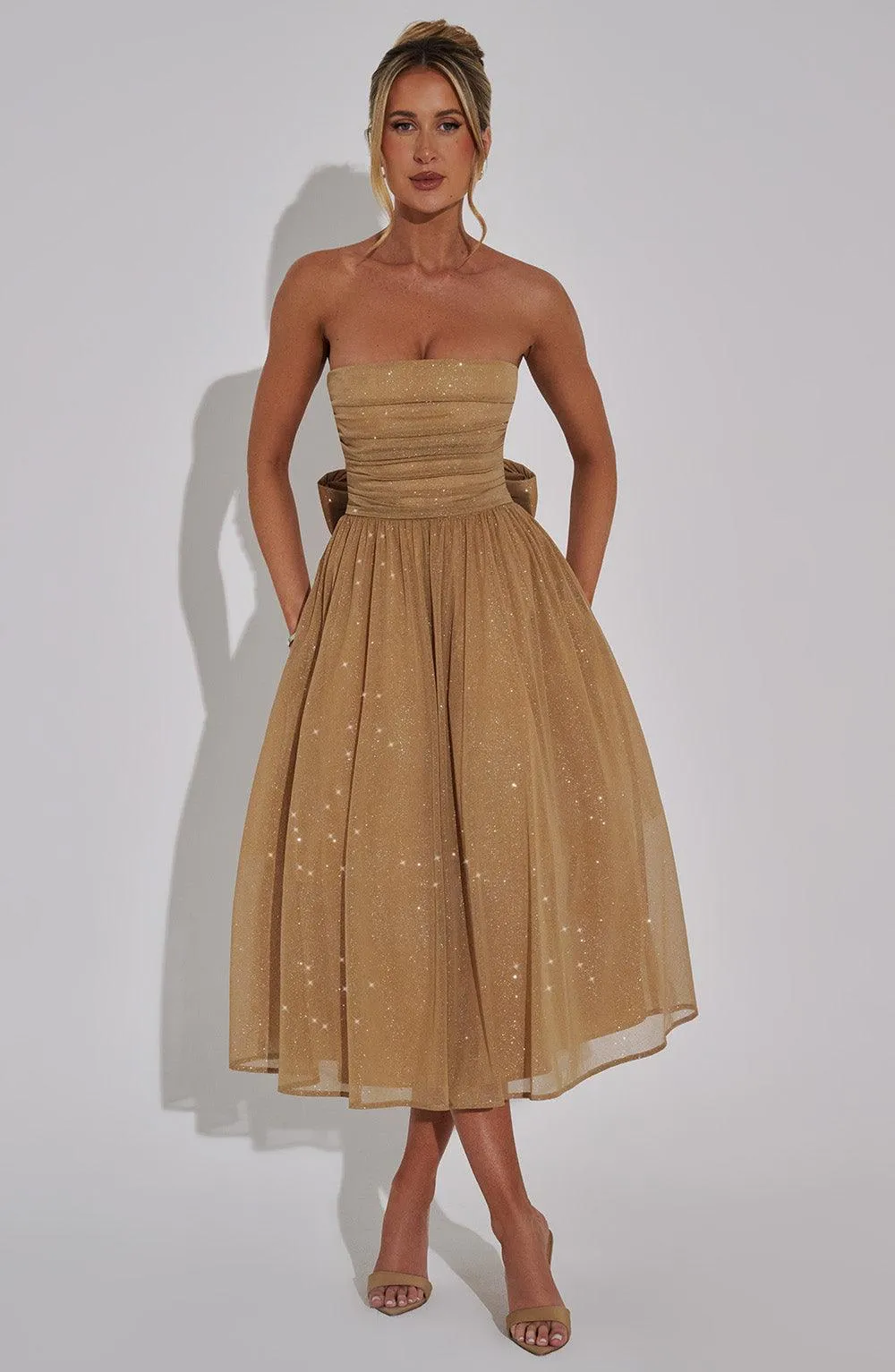 Marissa Midi Dress - Gold Sparkle