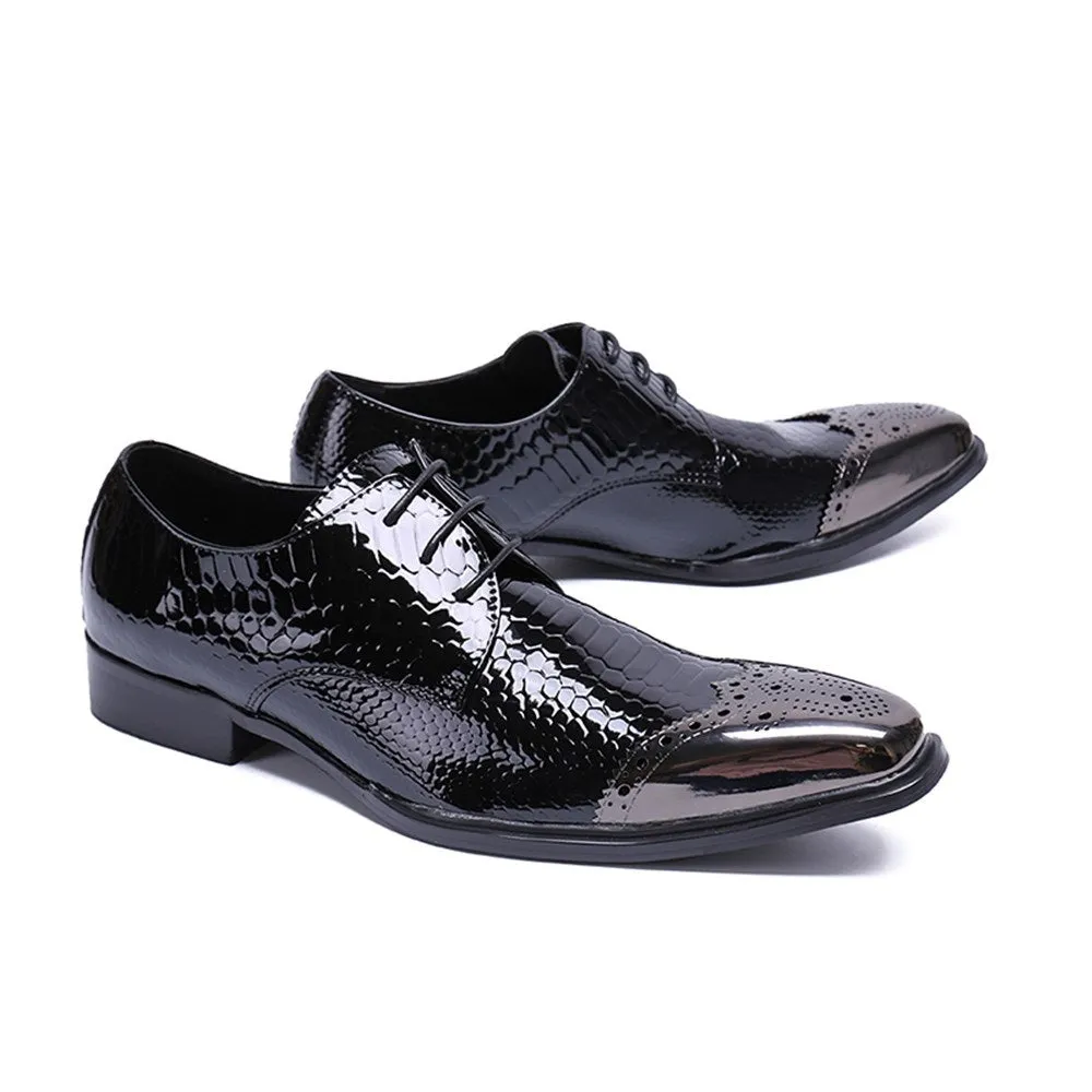 Men Steel Toe Lace Up Oxford Shoes