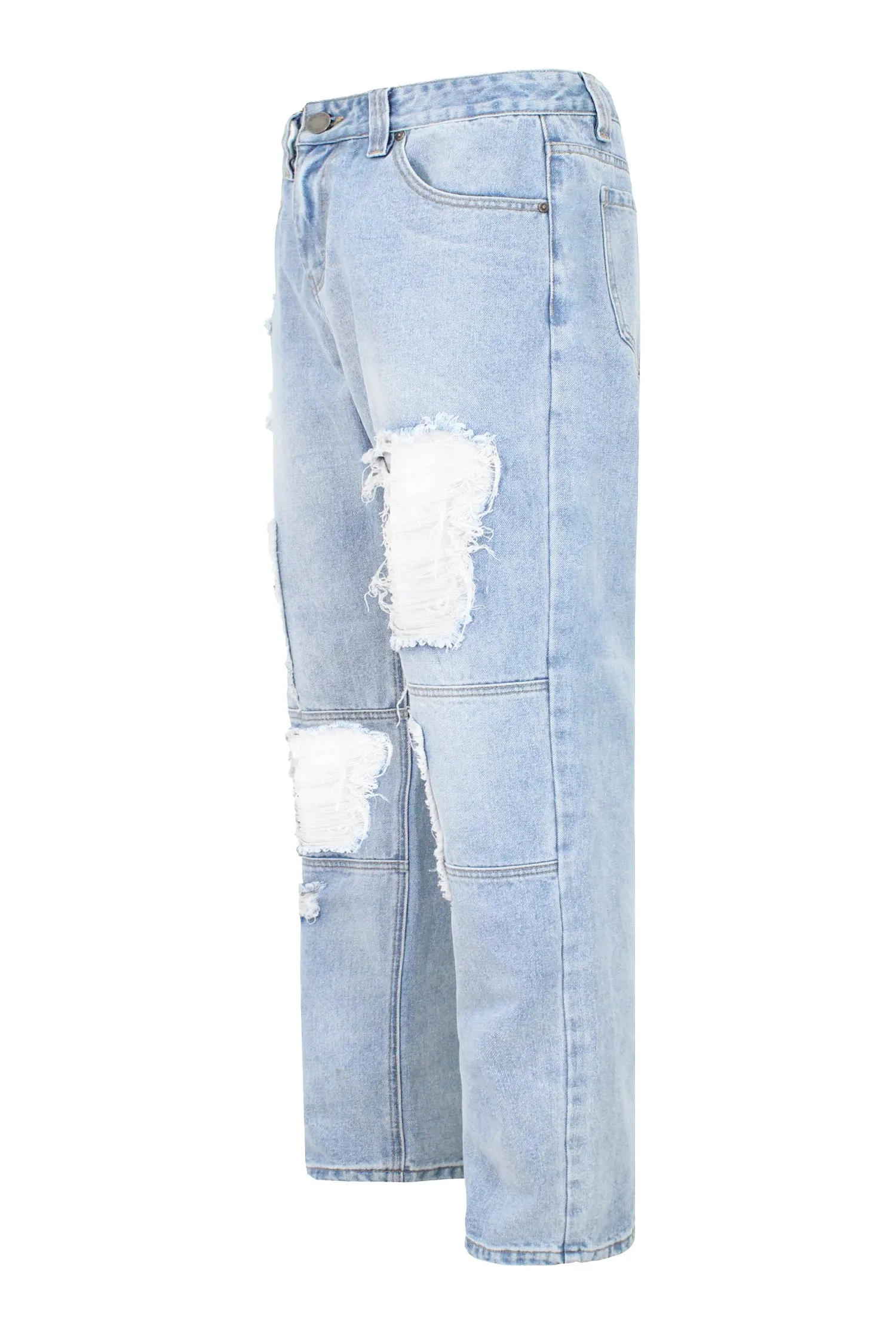 Men's Baggy Fit Heavy Distressed Denim Jeans