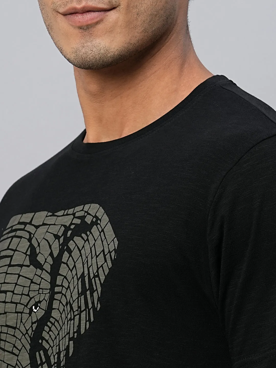 Men's Black Cotton Regular Fit Tshirts