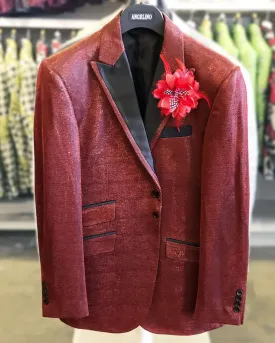 Men's Fashion Blazer, Lurex 2 Red -40L - Prom - Tuxedo - Blazer