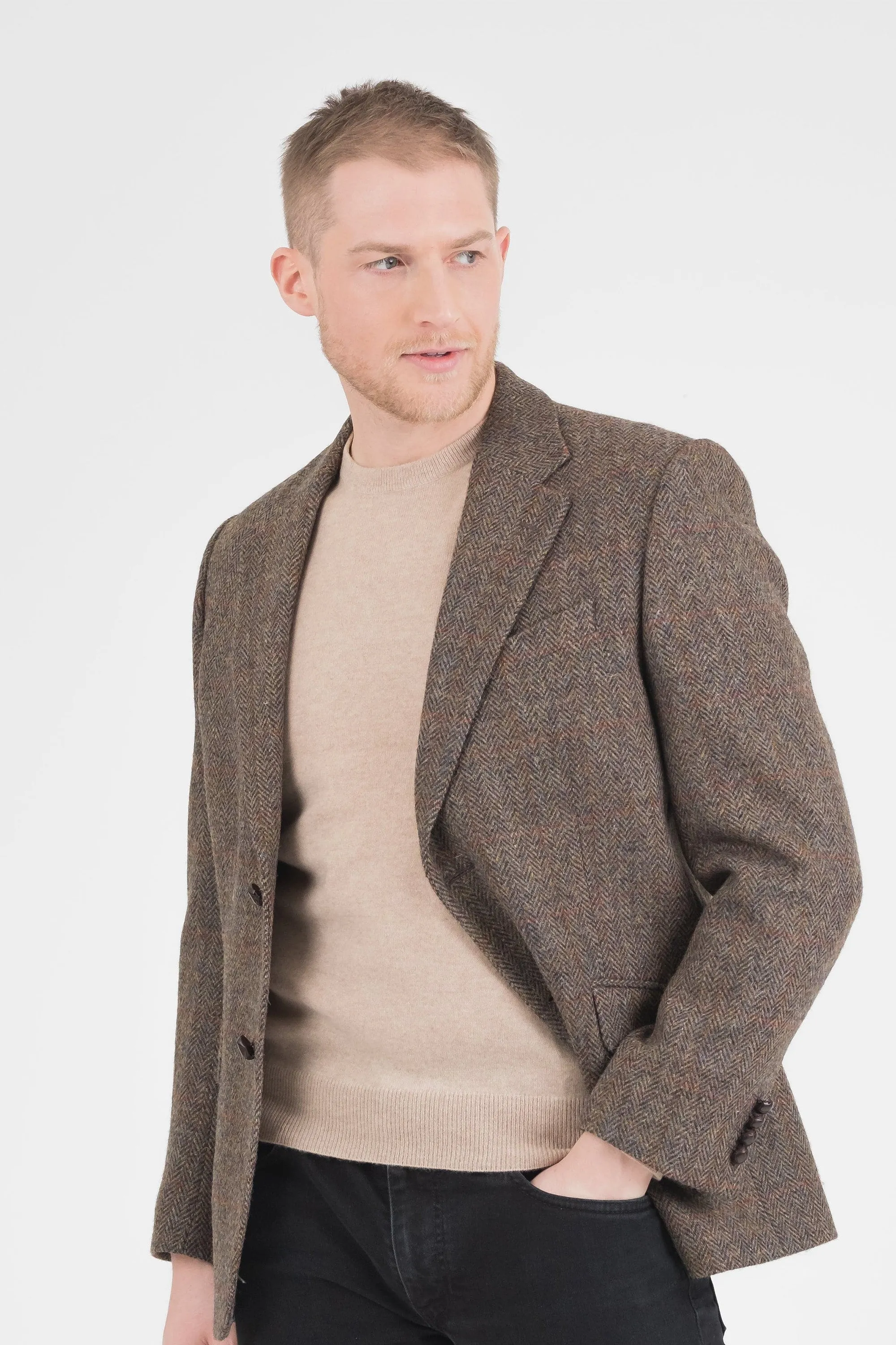 Men's Harris Tweed Finlay Jacket - Brown Check