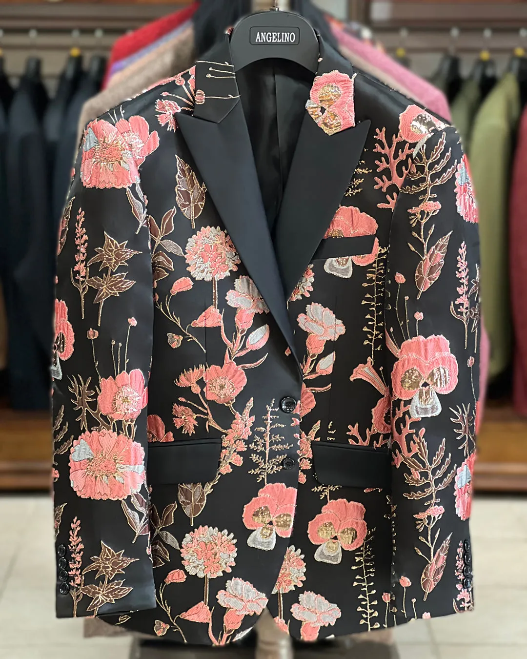 Men's Prom Blazer - Prom Tuxedo - Floral Pink Blazer 38R