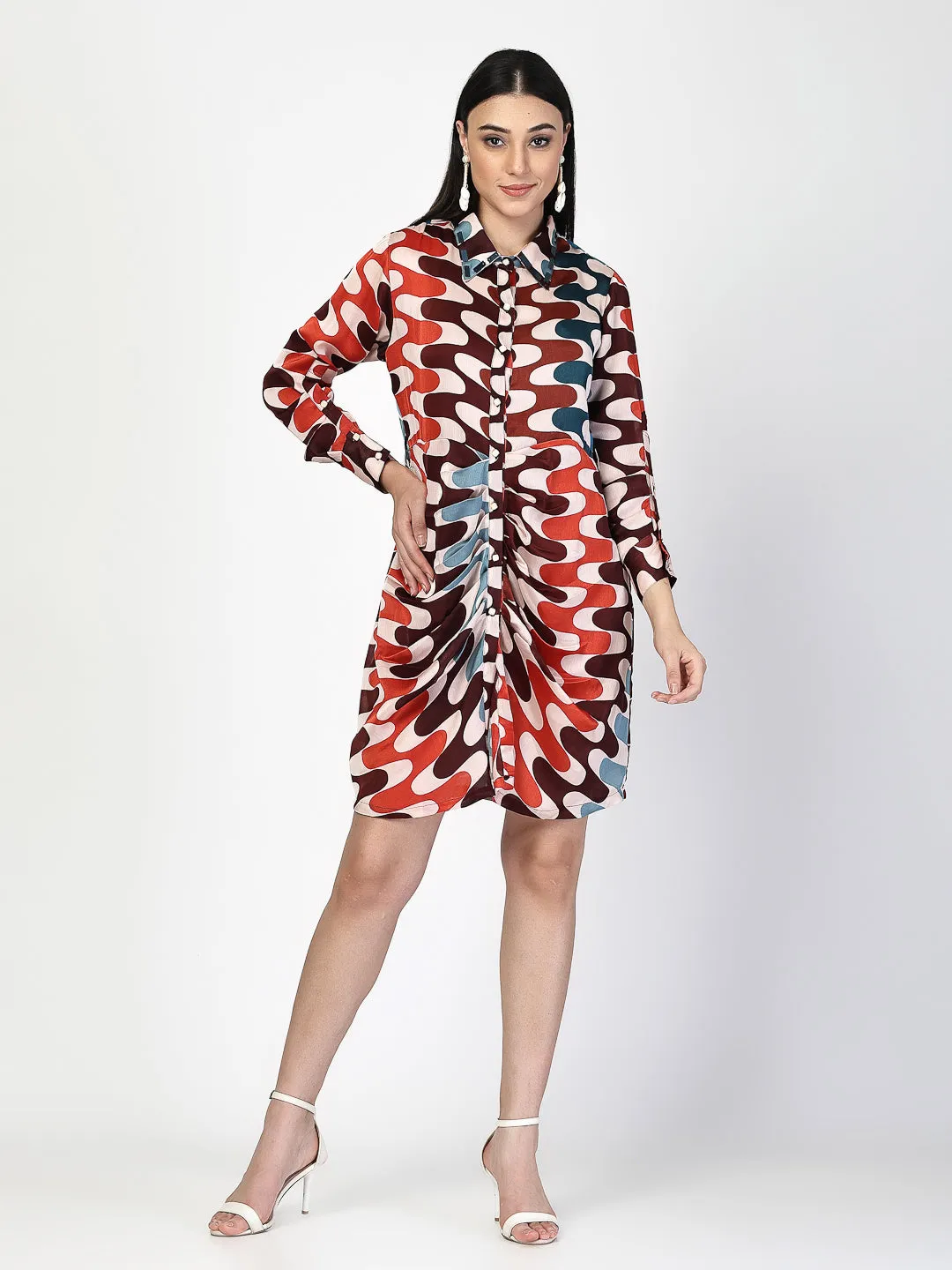 Multi Printed Shirt Dress