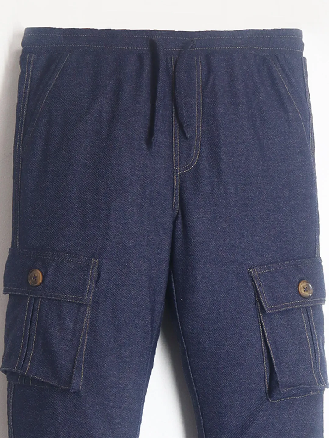 Navy Blue Denim Cargo Pants