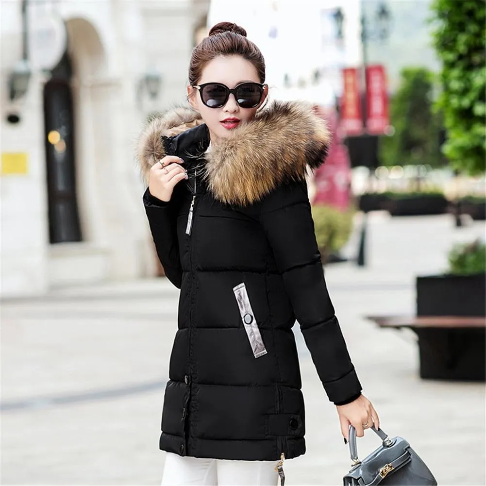 New Arrival Parkas Fashion Coats Women Winter Sweater Fur Collar Hood Warm Cotton Coat Women Clothes