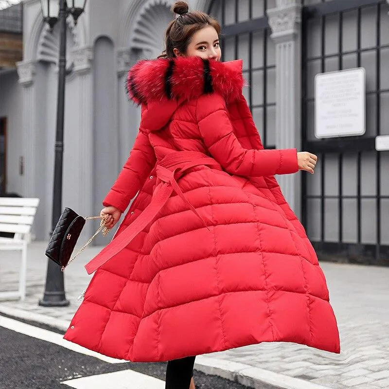 New Arrival Parkas Fashion Coats Women Winter Sweater Fur Collar Hood Warm Cotton Coat Women Clothes