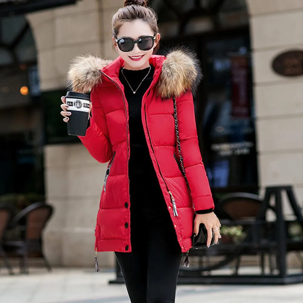 New Arrival Parkas Fashion Coats Women Winter Sweater Fur Collar Hood Warm Cotton Coat Women Clothes