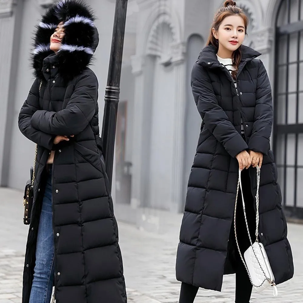 New Arrival Parkas Fashion Coats Women Winter Sweater Fur Collar Hood Warm Cotton Coat Women Clothes