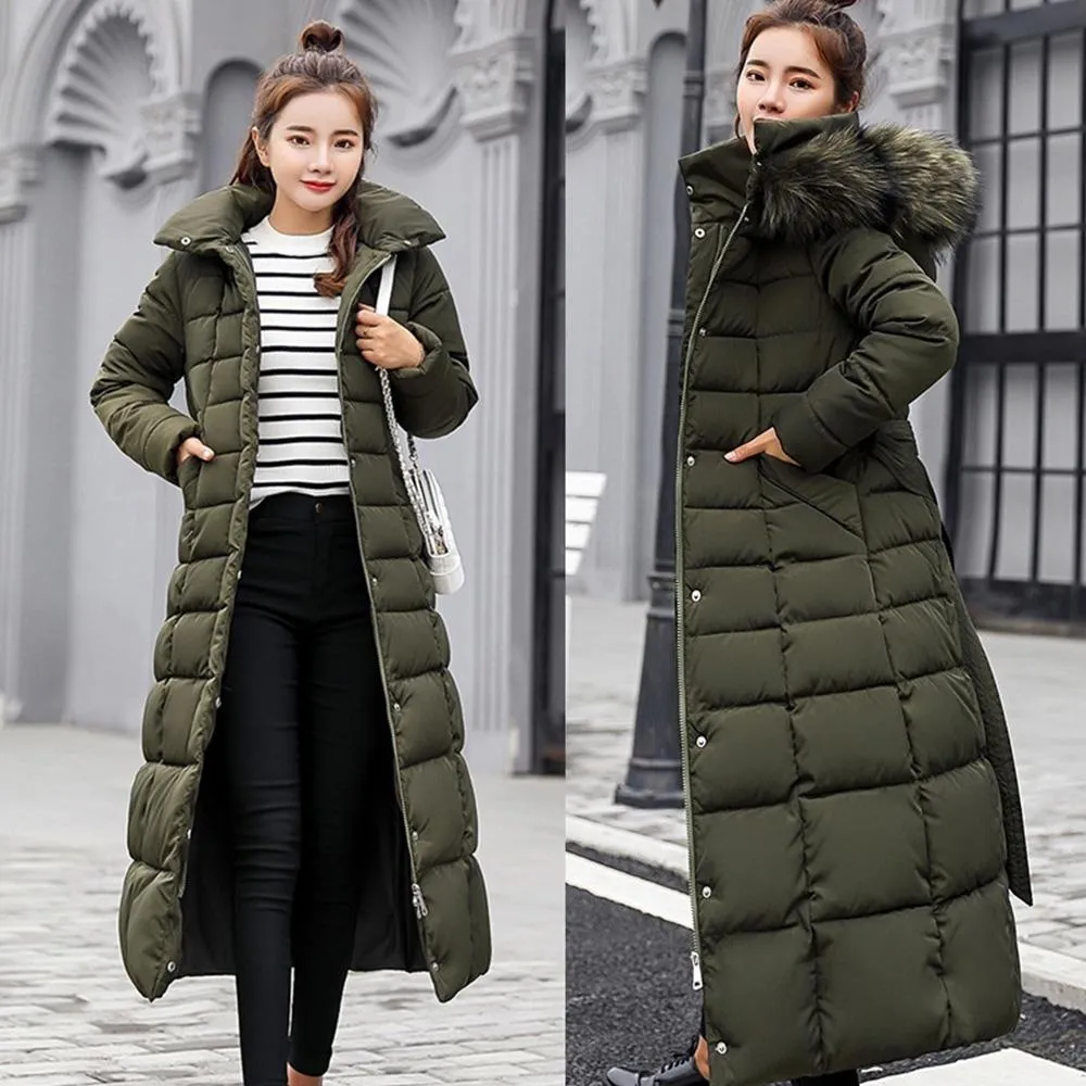 New Arrival Parkas Fashion Coats Women Winter Sweater Fur Collar Hood Warm Cotton Coat Women Clothes