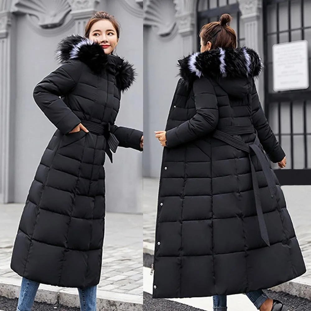 New Arrival Parkas Fashion Coats Women Winter Sweater Fur Collar Hood Warm Cotton Coat Women Clothes