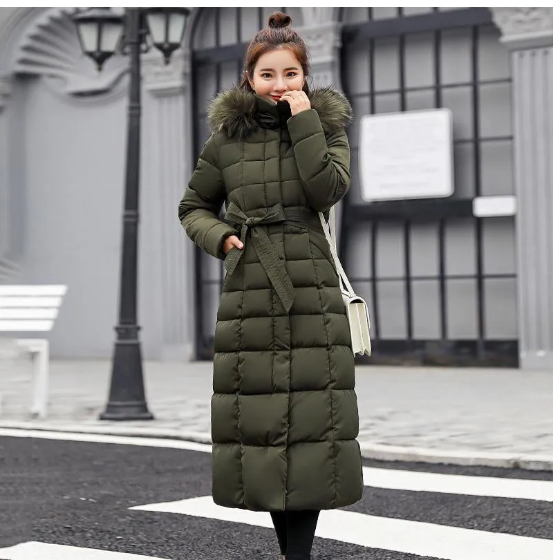 New Arrival Parkas Fashion Coats Women Winter Sweater Fur Collar Hood Warm Cotton Coat Women Clothes