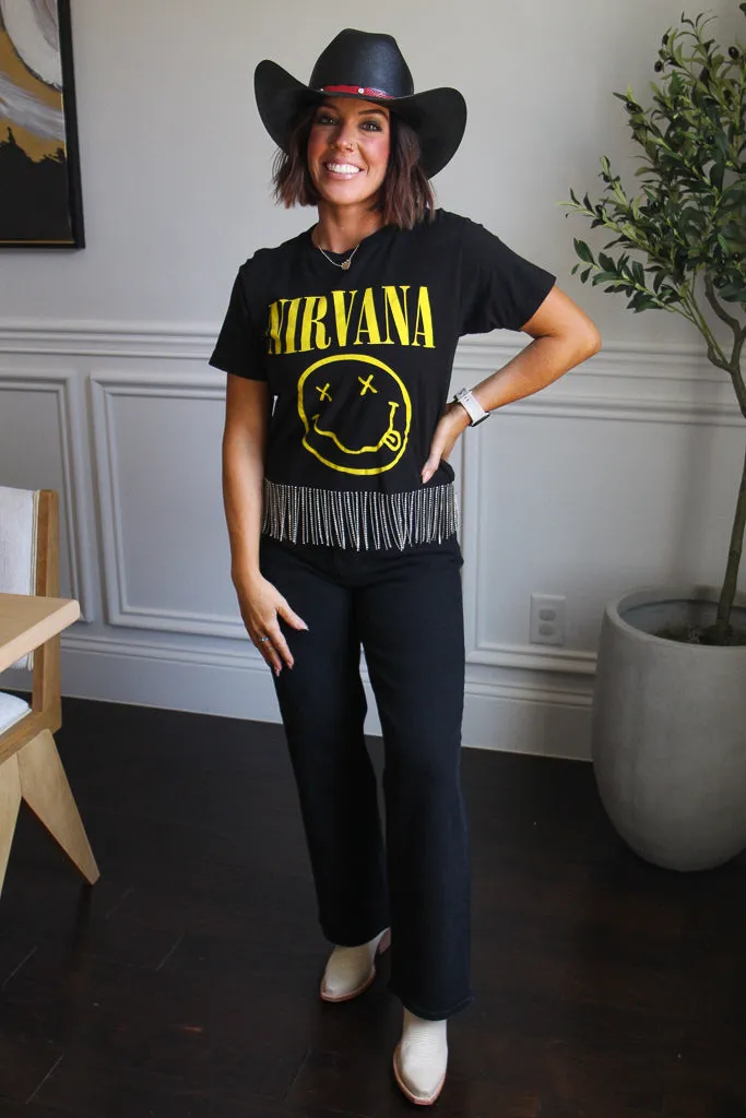 Nirvana Rhinestone Fringe Tee