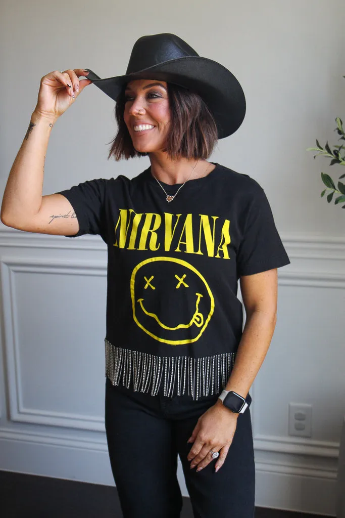 Nirvana Rhinestone Fringe Tee