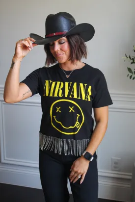 Nirvana Rhinestone Fringe Tee