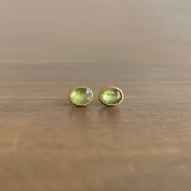 Oval Natural Lime-Aid Umba Sapphire Stud Earrings