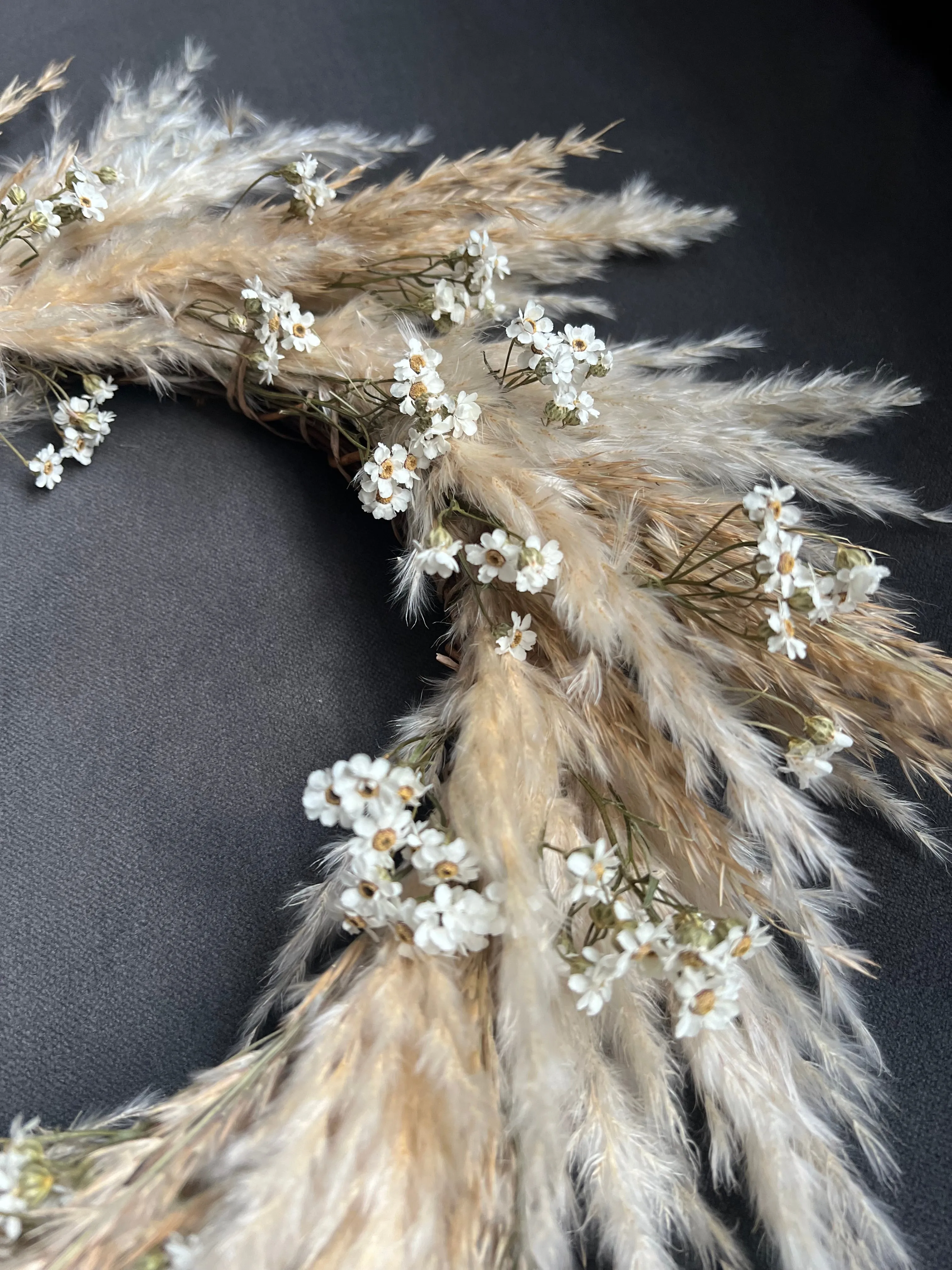 Pampas Door Wreath, Dried Daisy Wreath, Pampas and Daisy Wall Decor, Dried Flower Wreath Wild Look