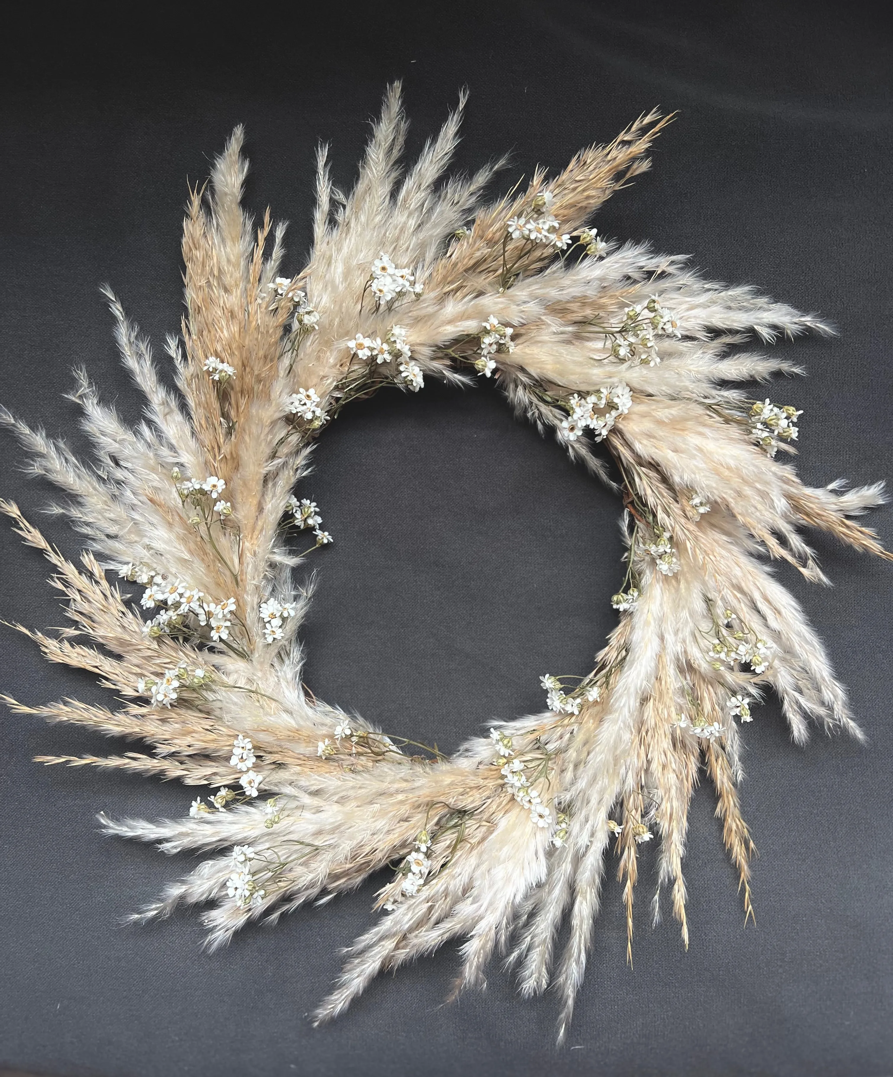 Pampas Door Wreath, Dried Daisy Wreath, Pampas and Daisy Wall Decor, Dried Flower Wreath Wild Look