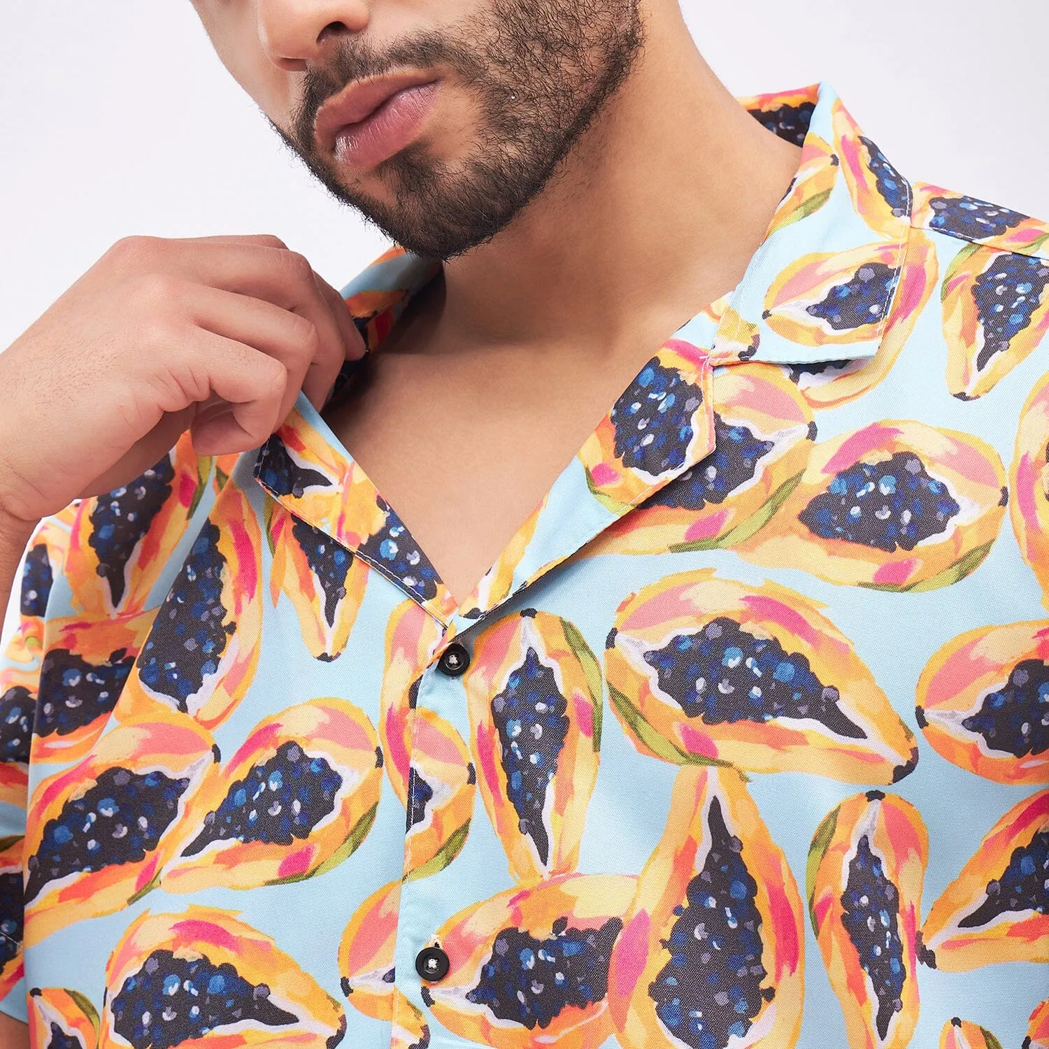 Papaya Print Cuban Shirt