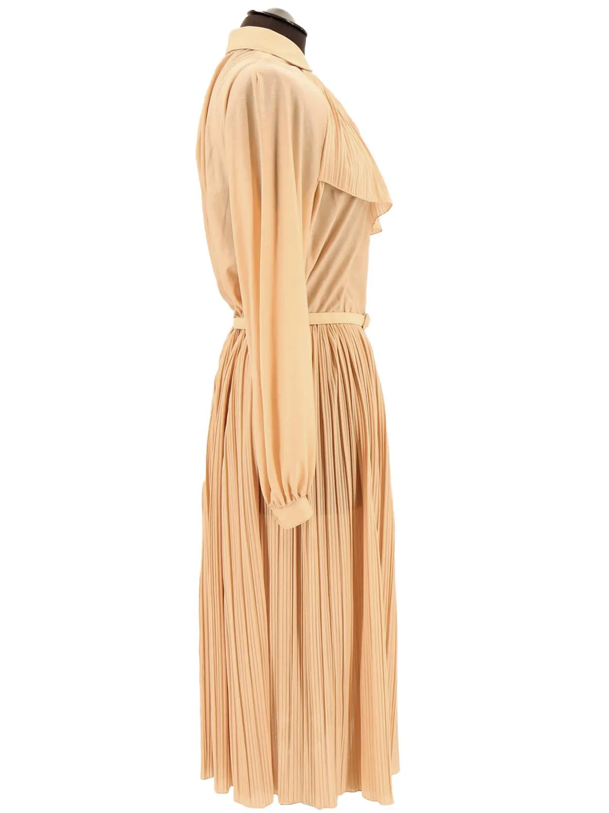 Peach 1970s Vintage Lerose Pleated Dress