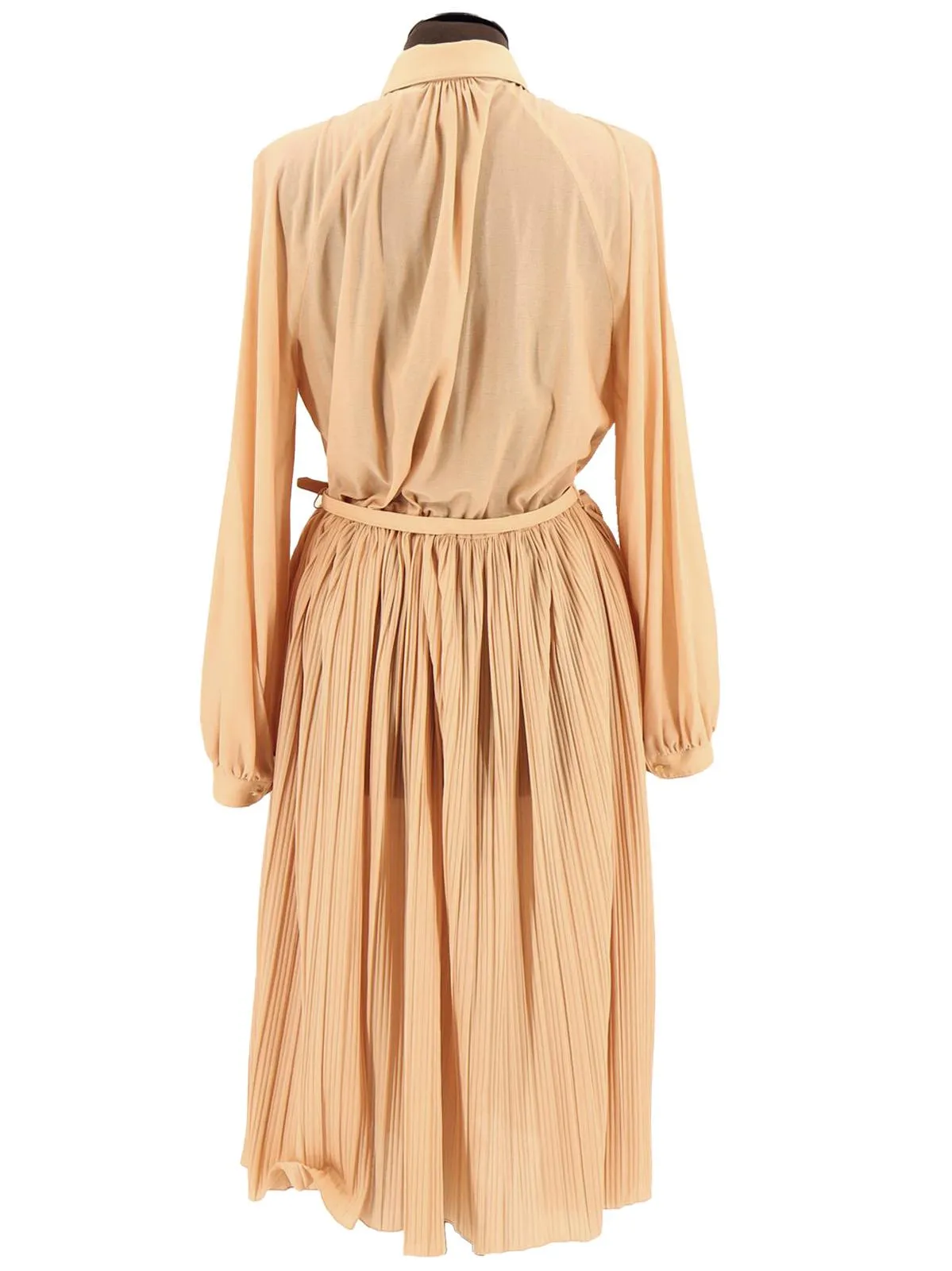 Peach 1970s Vintage Lerose Pleated Dress