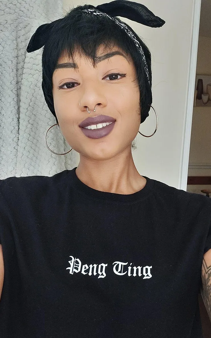 Peng Ting Graphic Font Black Tee T-Shirt